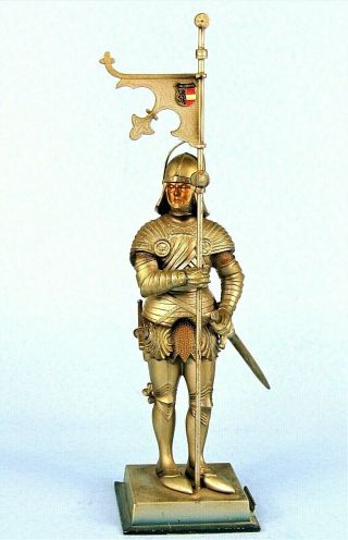 Salzburg Medieval Knight Striker Lighter Antique Cast Metal Armored Figurine