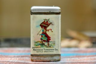 C.  1905 Advanced Thresher Celluloid Match Safe Farm Advertising Antique Vintage