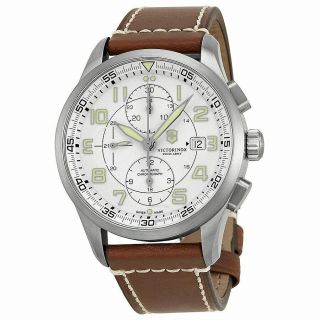 Victorinox Airboss White Dial Brown Leather Men 