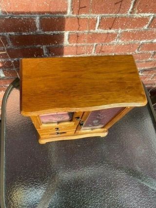 Vintage Wood Jewelry Box 4 Drawers & Necklace Holder 2