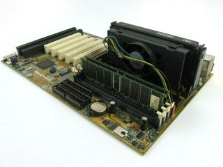 Vintage Asus P2l97 Rev 1.  05 Slot 1 Motherboard W/ Pentium Ii 233mhz & 128mb Ram