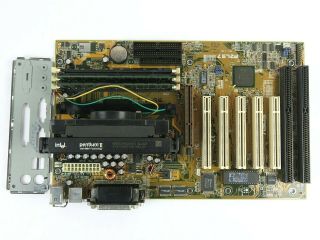 Vintage ASUS P2L97 Rev 1.  05 Slot 1 Motherboard w/ Pentium II 233MHz & 128MB RAM 2