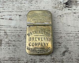 Washington Brewery Company Match Safe Postage Stamp D.  C Advertising Antique Old
