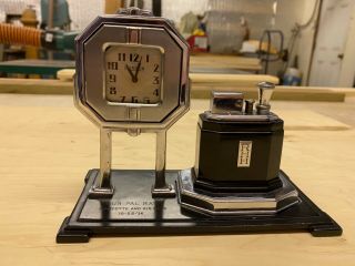 Ronson Octette Art Deco Touch Tip Lighter With Clock