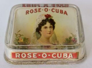 Antique " Rose - O - Cuba " Cigar Glass Change Receiver Tray