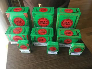 Nine Rare Tins Lucky Strike - S.  Xix Limited Edition Pack - Red - Set Empty