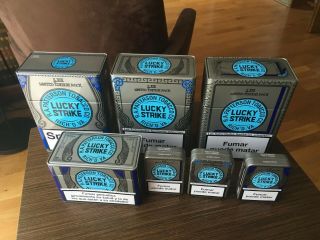 Seven Rare Tins Lucky Strike - S.  Xix Limited Edition Pack - Blue - Empty