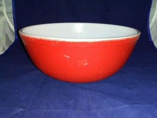 Vintage Pyrex Red 404 4 - Quart Large Primary Mixing Bowl Dish