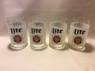 Vintage Set Of 4 Miller Lite Beer Glasses 16 Oz Pilsner Man Cave Bar