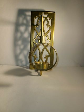 Vintage Brass Wall Mount Candle Votive Holder With Magnifying Glass