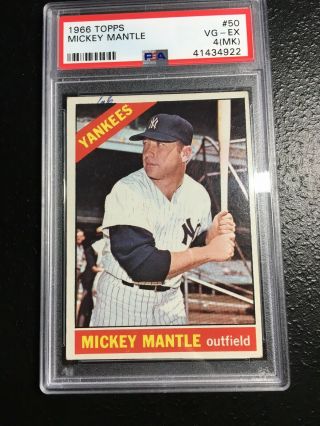 1966 Topps Mickey Mantle 50 Psa 4 (mk) Vg - Ex York Yankees