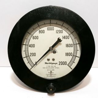 Vintage Marsh Safecase Master Pressure Gauge Type 100 - 3s 0 - 2000 Psi Made In Usa