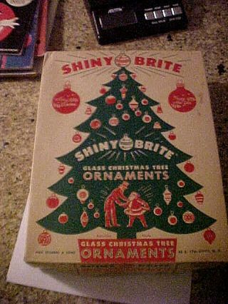 Box Full Of Vintage Shiny Brite Christmas Balls Box