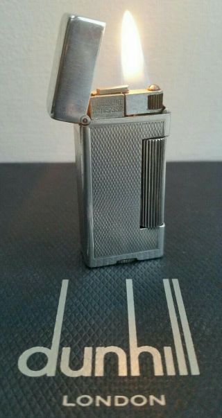 Newly Serviced With Silver Dunhill Mini Rollalite Petrol Fluid Lighter