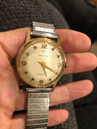 Vintage Rare Baylor Starmatic Automatic Watch.  Goldtone Case.