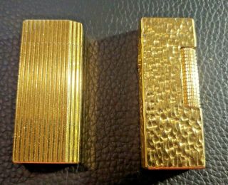 Must De Cartier Lighter And Dunhill Gold Plated Lighter Swiss Made Vintage