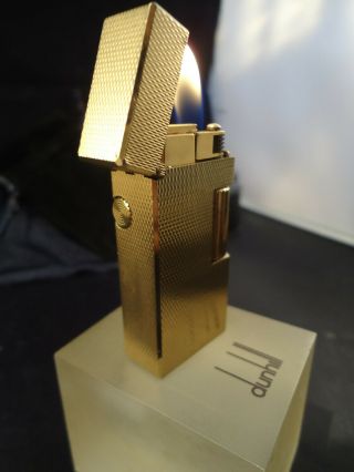 Dunhill Rollagas Lighter - Mini - Gold Plated - Barley Pattern - Serviced