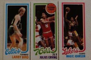 1980 Topps Larry Bird/ Julius Erving/ Magic Johnson 6 Basketball Card