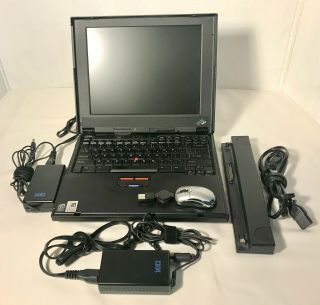 Ibm Thinkpad 390e Windows 95 98 Laptop,  Docking Bar,  3 Power Cords,  Mouse