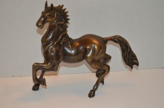 Vintage Bronze 10 " Running Horse Statue Figurine