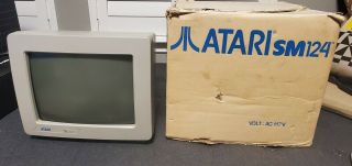 Atari Sm124 Computer Monitor Monochrome With Box St 1985
