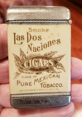 Nogales,  Arizona Territory Las Dos Naciones Cigars Celluloid Wrapped Match Safe