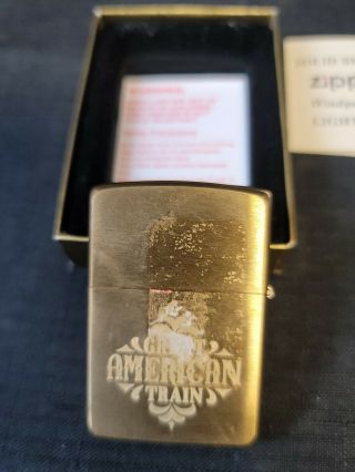 Brass Zippo Lighter Great American Train Barrett Smythe Steam Locomotive 3