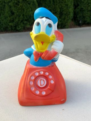 Very Rare Vintage Donald Duck Squeaky Toy Telephone Disney Danara