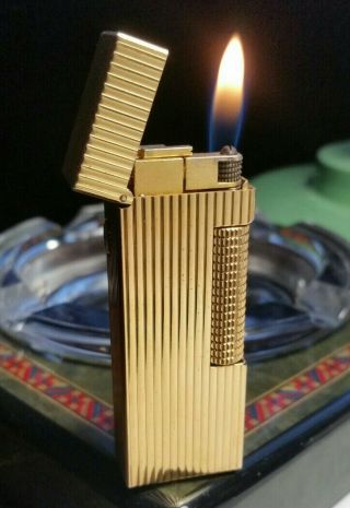 Newly Serviced,  Dunhill Lines Gold Plated Rollagas Lighter