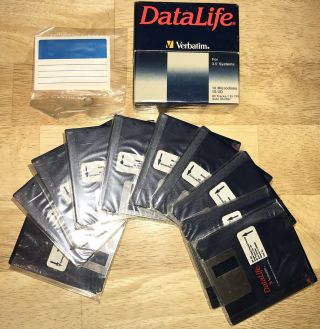 1984 Apple Macintosh 128k Datalife Verbatim Box Of 10 3.  5 " Floppy Disks