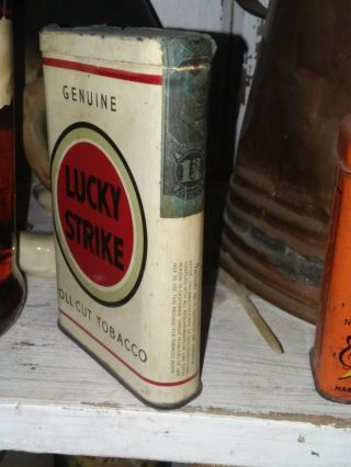 Rare Vintage Lucky Strike Roll Cut Tobacco Pocket Tin Litho Empty 4