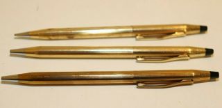 Vintage Cross Classic Century 10k Gold Filled 2 Ballpoint Pen & 1 Mechanical Pe