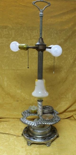 Antique Art Deco Tobacco Smokers Stand Table Lamp Ash Tray With Light 35 "