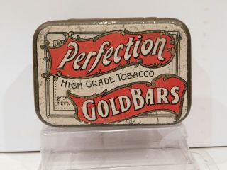 Old " Perfection " Gold Bars Tobacco Tin,  Dudgeon & Arnell,  Melbourne