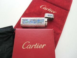Vintage Authentic Cartier Lighter Paris Silver Opal Mosaic Operation Unconfirmed