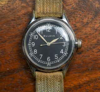 Vintage BULOVA A - 11 10AK Hacking Military Issue WW2 Watch Band SERVICED 2