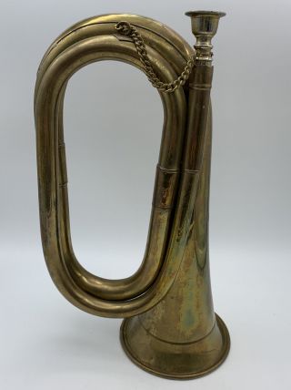 Vintage Brass Military Hunting Scouting Bugle Horn With Mouthpiece