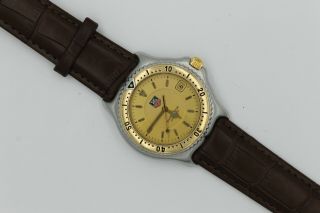 Tag Heuer Watch Mens Wi1151 Crystal Brown Leather Sel 18k Gold Silver