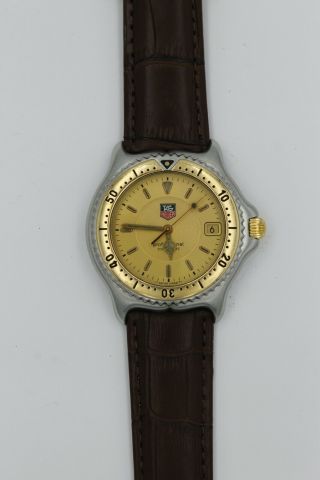 Tag Heuer Watch Mens WI1151 Crystal Brown Leather SEL 18K Gold Silver 6
