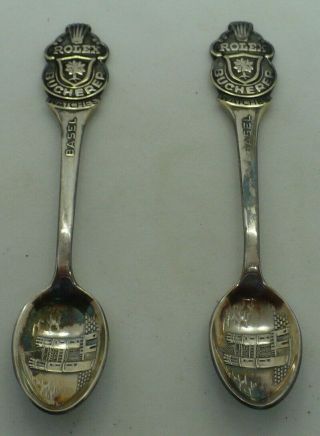 Set Of Two Vintage Rolex Bucherer Silverplate Collectible Spoons