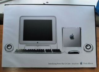 Vtg 2000 Apple Power Mac G4 Cube Poster Actual Size Cinema Monitor Hard To Find