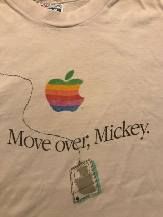 Vintage Apple Computer T - Shirt - " Move Over,  Mickey " - Steve Jobs,  Macintosh