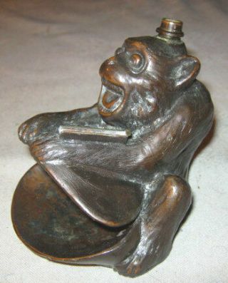 Antique Ronson Monkey Ape Cigarette Cigar Table Lighter Ashtray Tray 8864 Tool