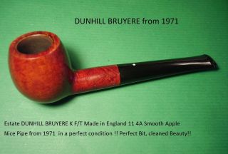 Estate Dunhill Bruyere K F/t Made In England 11 4a Smooth Apple14 - 595