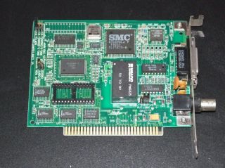 Smc 8003ep Vintage Xt Isa 8 - Bit Network Card Nic With Bnc And Aui Connections