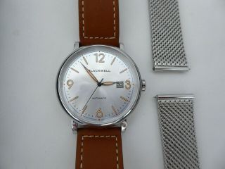 Blackwell Project 10003 Sunray Silver Dial 44 Mm Automatic Mesh Bracelet Leather