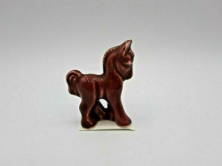 Vintage Shawnee Pottery Maroon Red Horse Pony Ceramic Figurine 2