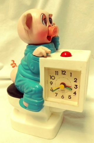Vintage Potty Pig Oinking & Animated Alarm Clock Quartz Alarm