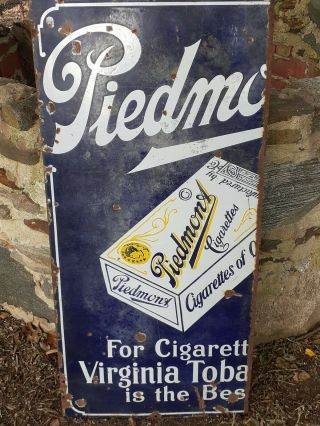 Vintage Piedmont Cigarettes Virginia Tobacco Porcelain Sign Tobacciana