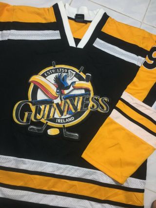 Vtg Guinness Toucan Ireland Beer Ice Hockey Shirt Team Jersey Black XL 3